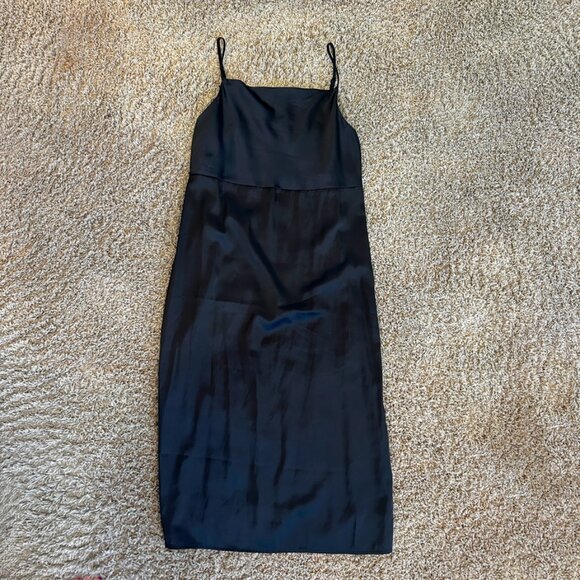 OLD NAVY Cowl-Neck Satin Midi Slip Dress in Black Jack Size Medium New w/out Tag - Picture 7 of 8